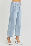 RISEN High Rise Seam Detail Wide Leg Crop Jeans