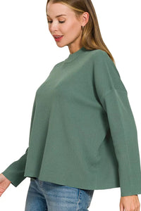 Viscose Sweater Knit Top & Pants Two-Piece Set in Ash Jade