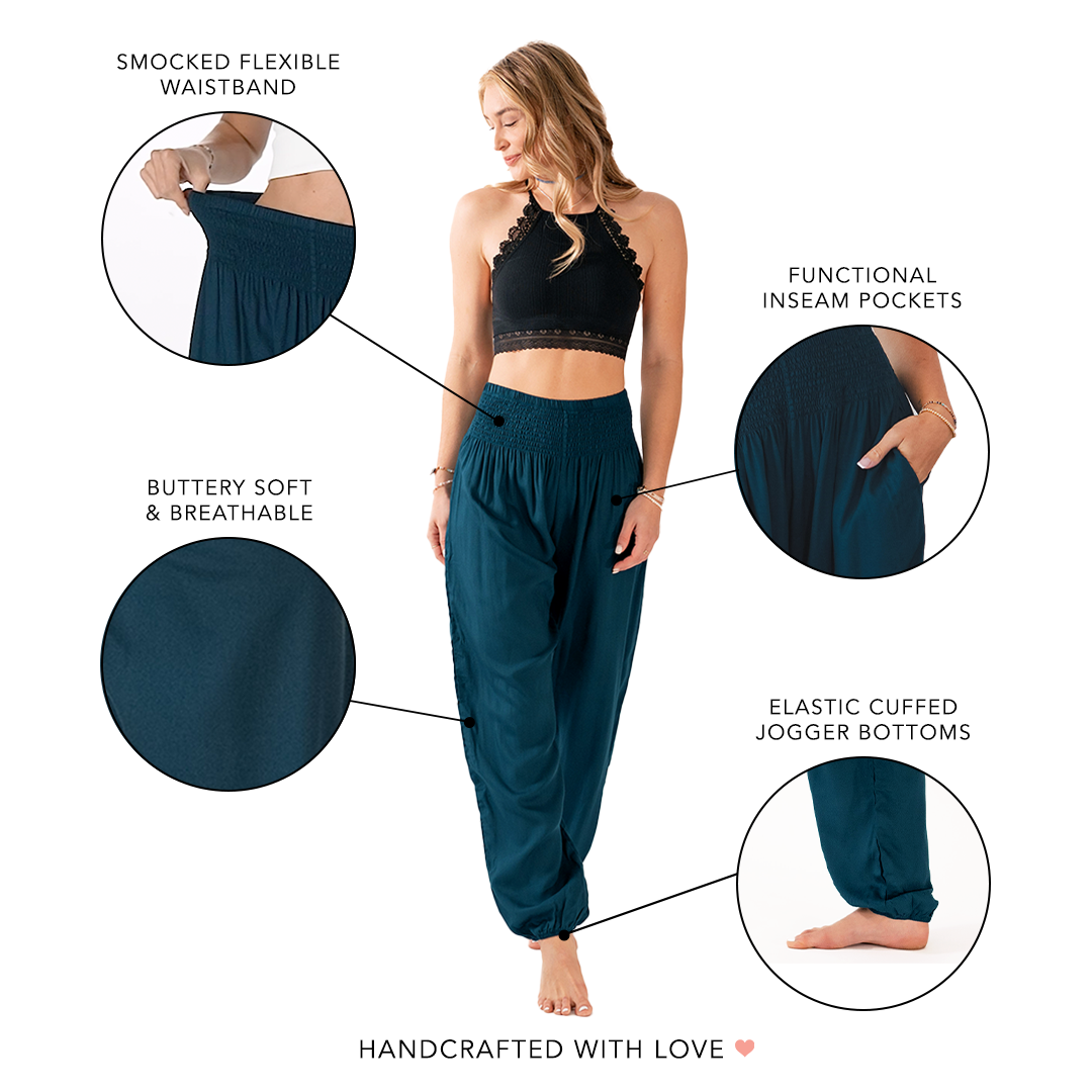 Lotus and Luna Deep Teal Harem Pants