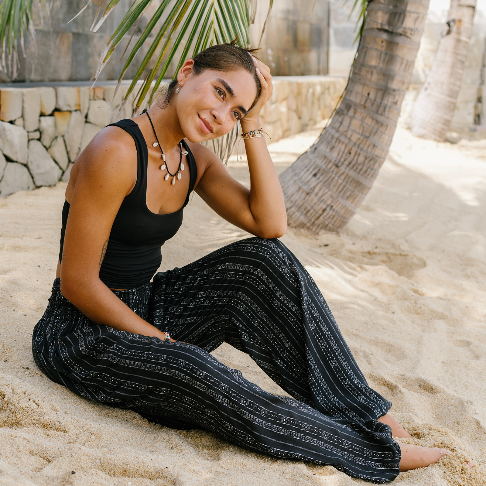 Lotus and Luna Akha Print Harem Pants