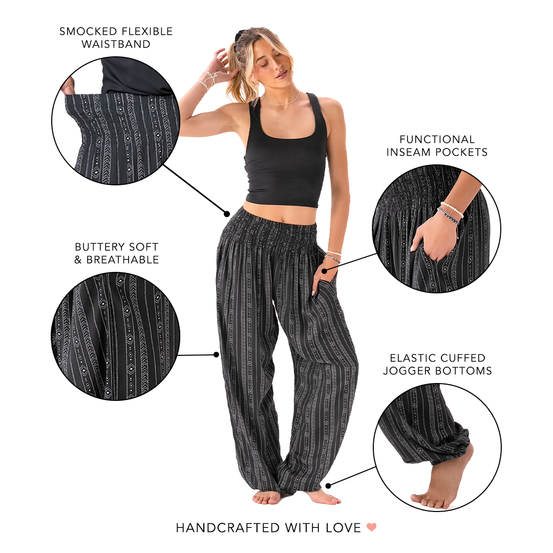 Lotus and Luna Akha Print Harem Pants