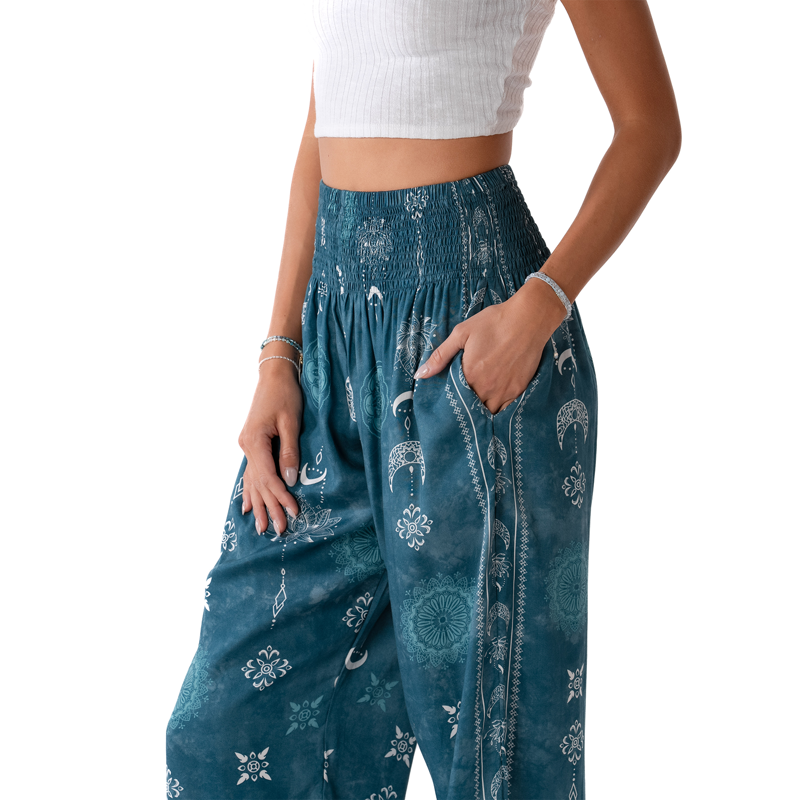 Lotus and Luna Cosmic Teal Harem Pants