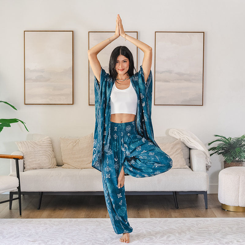 Lotus and Luna Cosmic Teal Harem Pants