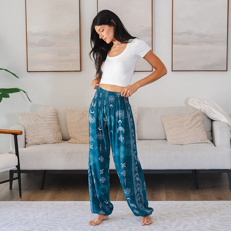 Lotus and Luna Cosmic Teal Harem Pants