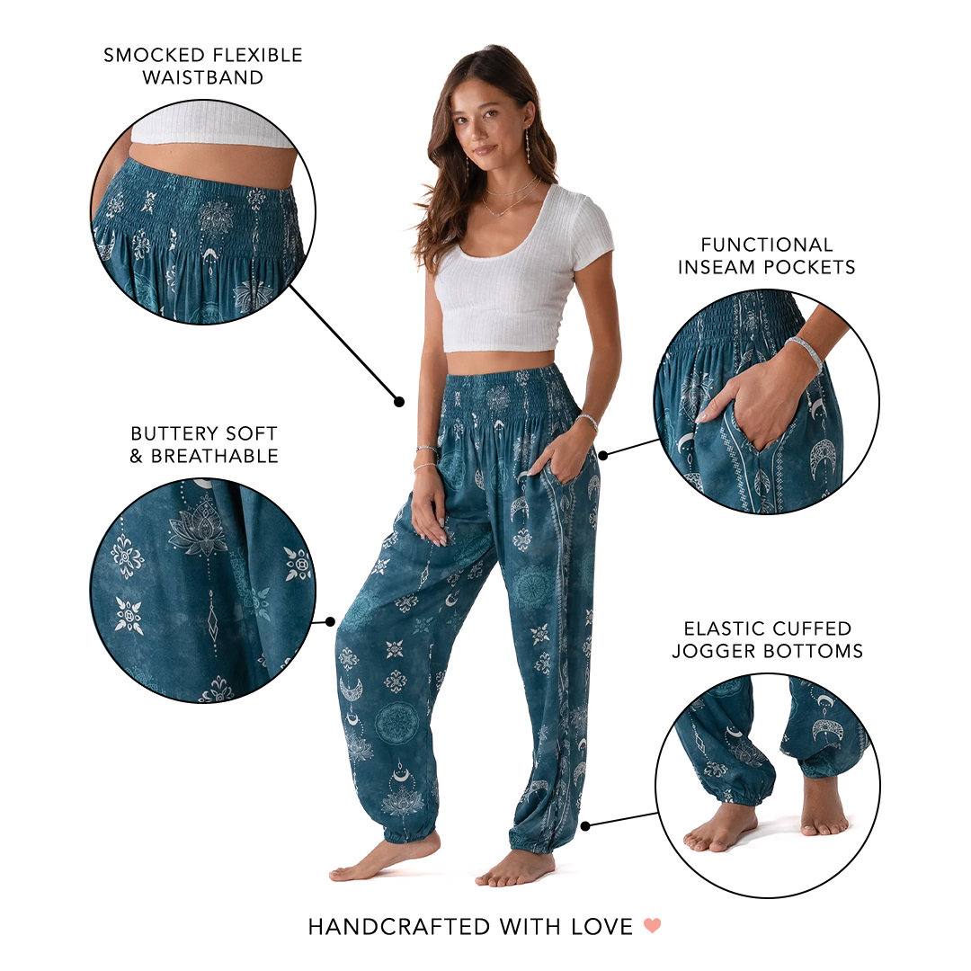 Lotus and Luna Cosmic Teal Harem Pants