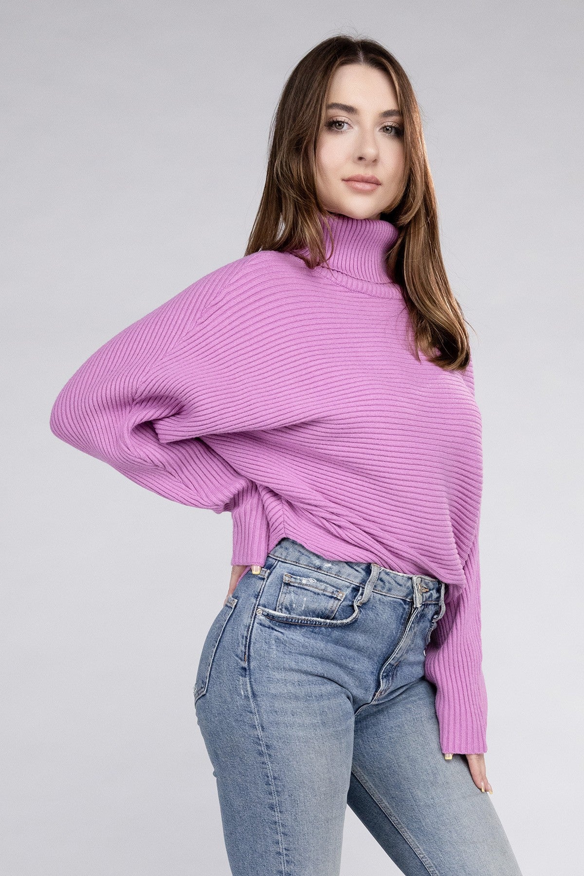Dolman Sleeve Turtleneck Sweater – Lilac East