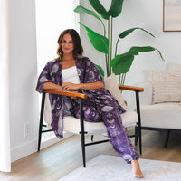 Lotus and Luna Mystic Plum Pants and Kimono Lounge Set