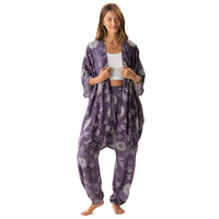 Lotus and Luna Mystic Plum Pants and Kimono Lounge Set