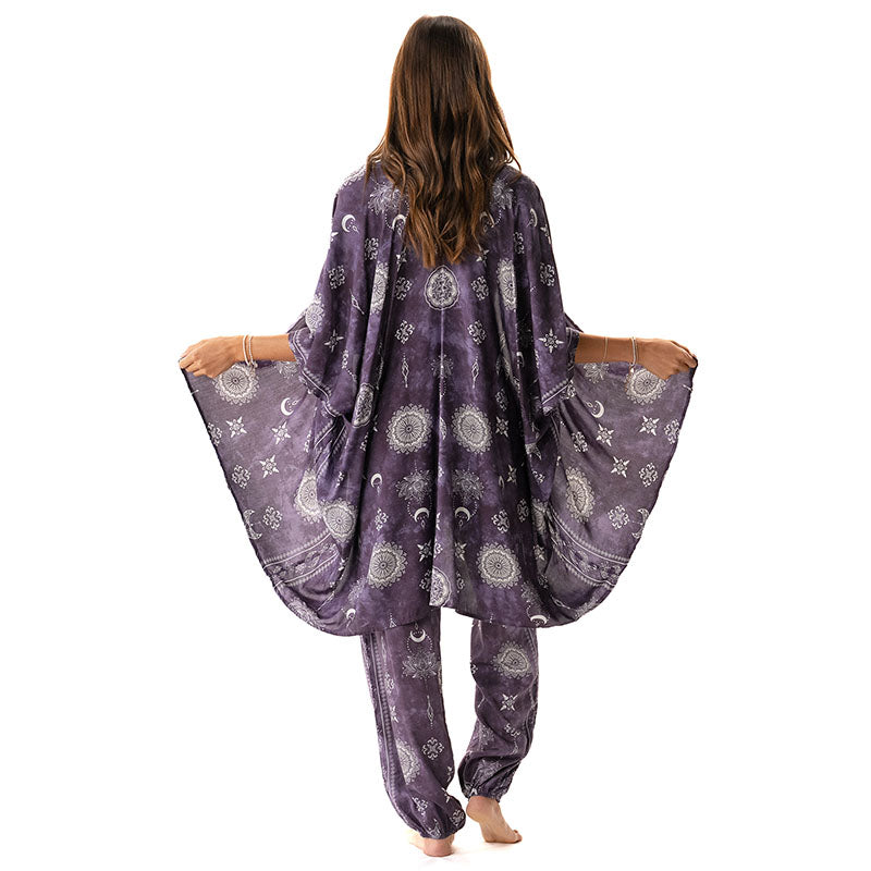 Lotus and Luna Mystic Plum Pants and Kimono Lounge Set