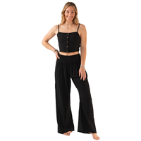 Lotus and Luna Black Wide Leg Cotton Pants