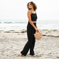 Lotus and Luna Black Wide Leg Cotton Pants