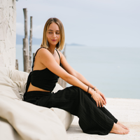 Lotus and Luna Black Wide Leg Cotton Pants