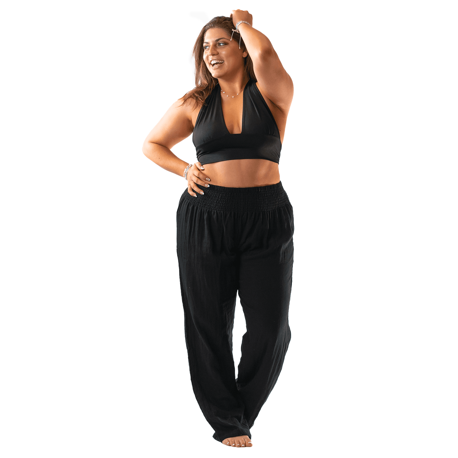Lotus and Luna Black Wide Leg Cotton Pants