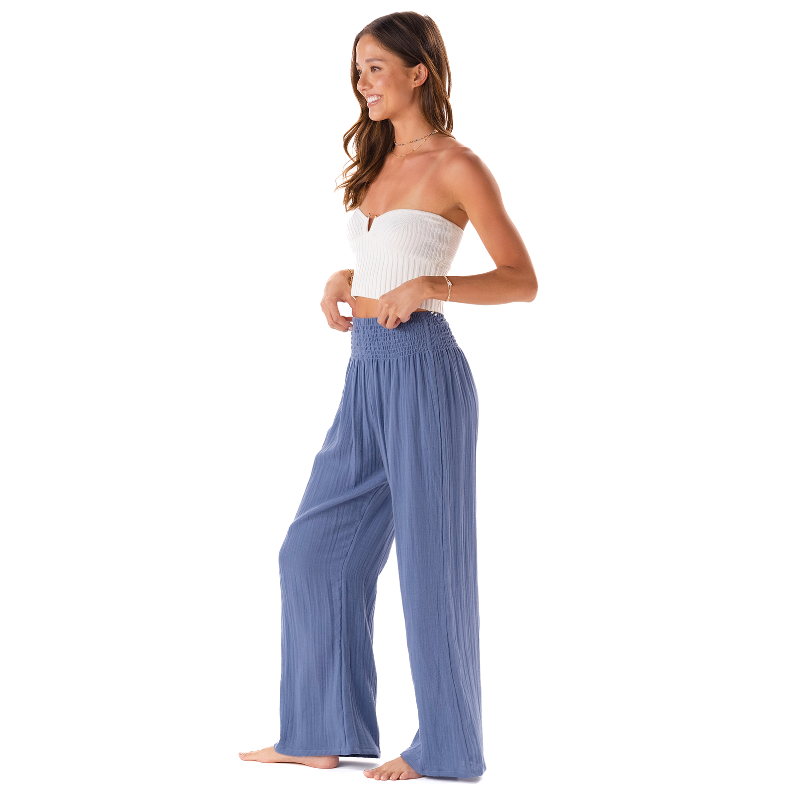 Lotus and Luna Periwinkle Wide Leg Cotton Pants
