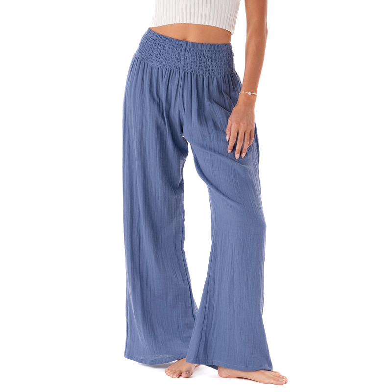 Lotus and Luna Periwinkle Wide Leg Cotton Pants