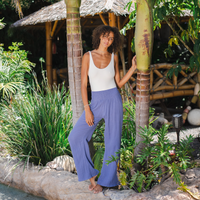 Lotus and Luna Periwinkle Wide Leg Cotton Pants