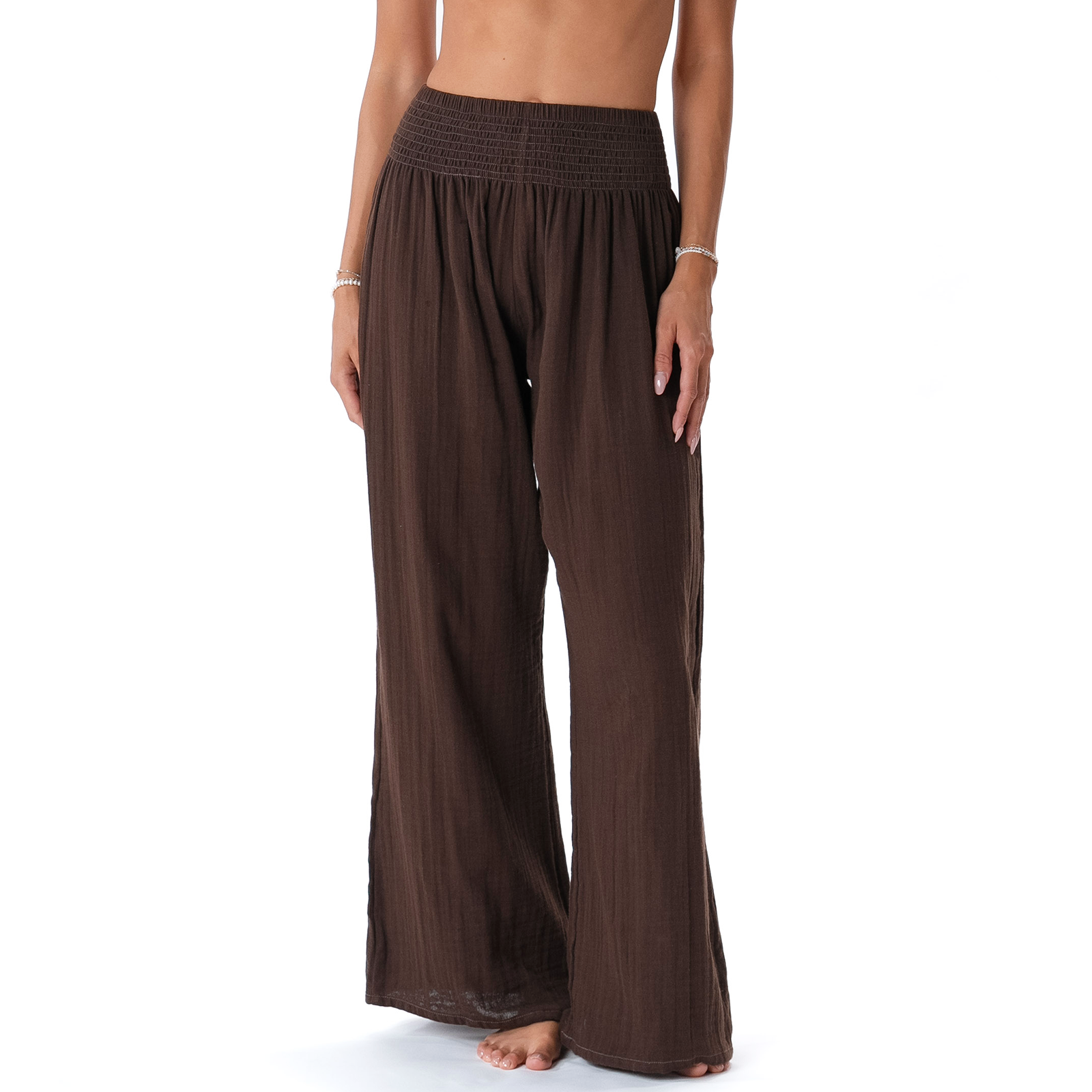 Lotus and Luna Espresso Wide Leg Cotton Pants