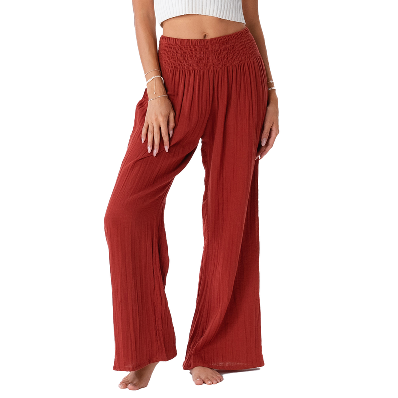 Lotus and Luna Seaside Spice Wide Leg Cotton Pants