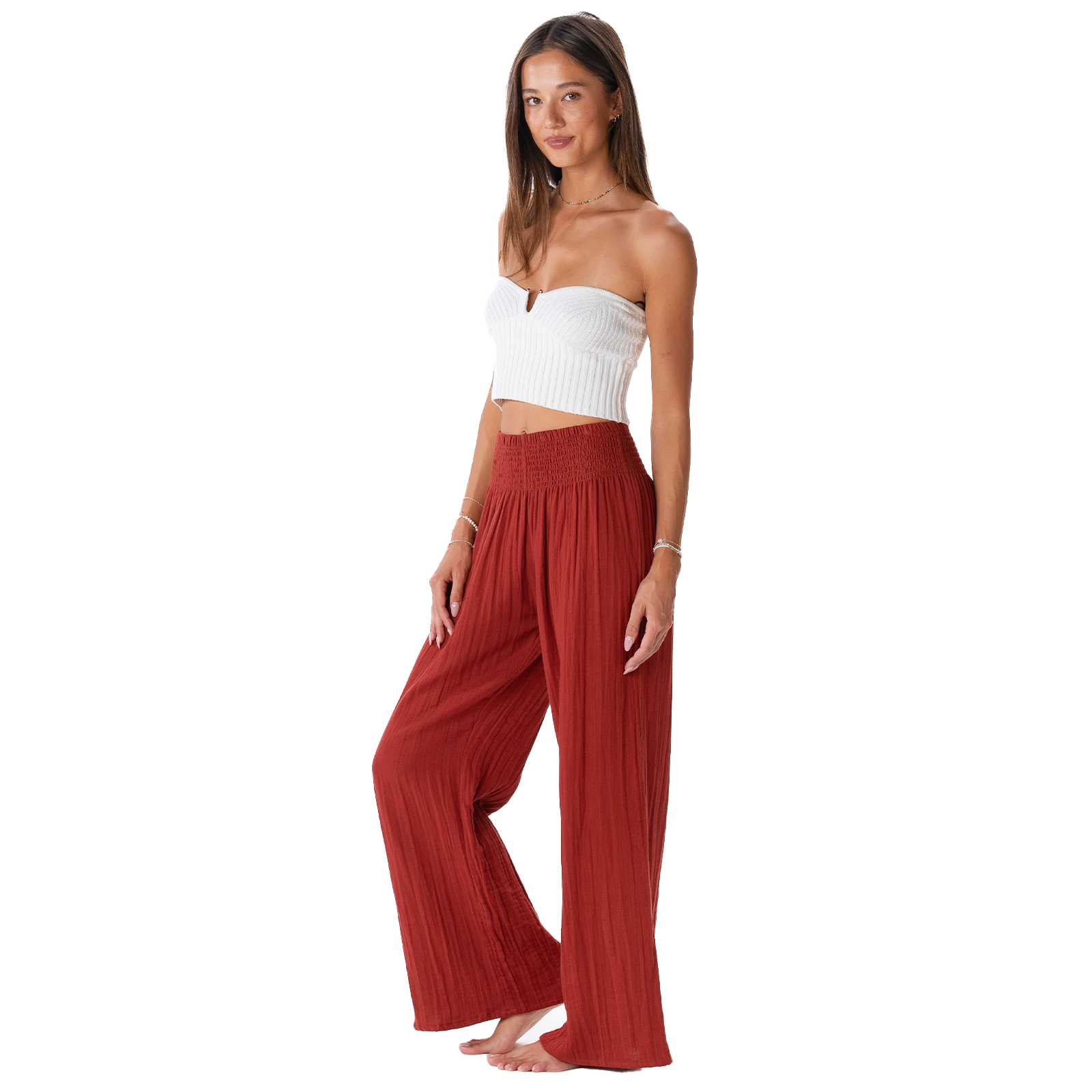 Lotus and Luna Seaside Spice Wide Leg Cotton Pants