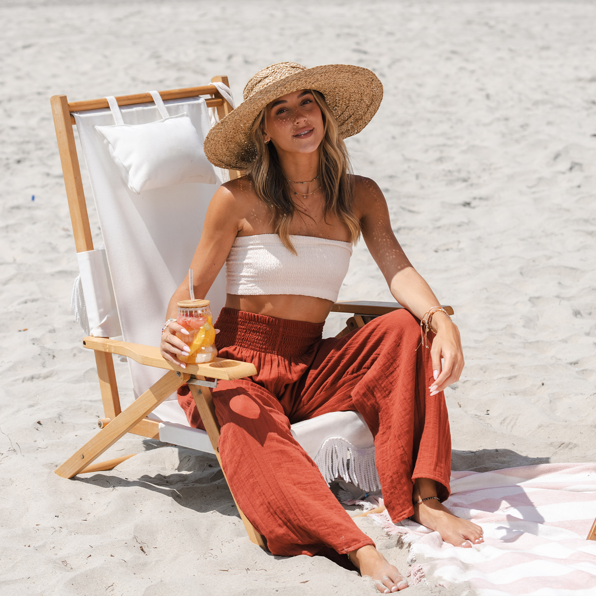 Lotus and Luna Seaside Spice Wide Leg Cotton Pants
