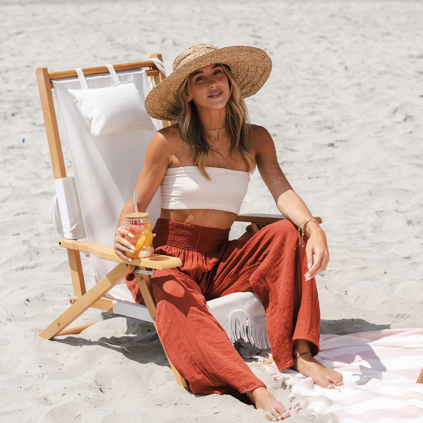 Lotus and Luna Seaside Spice Wide Leg Cotton Pants