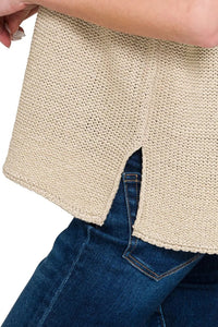 Zenana Oversized Sweater Knit Top in Sand Beige