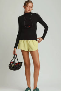 Umgee Black Long Sleeve Mock Neck Top