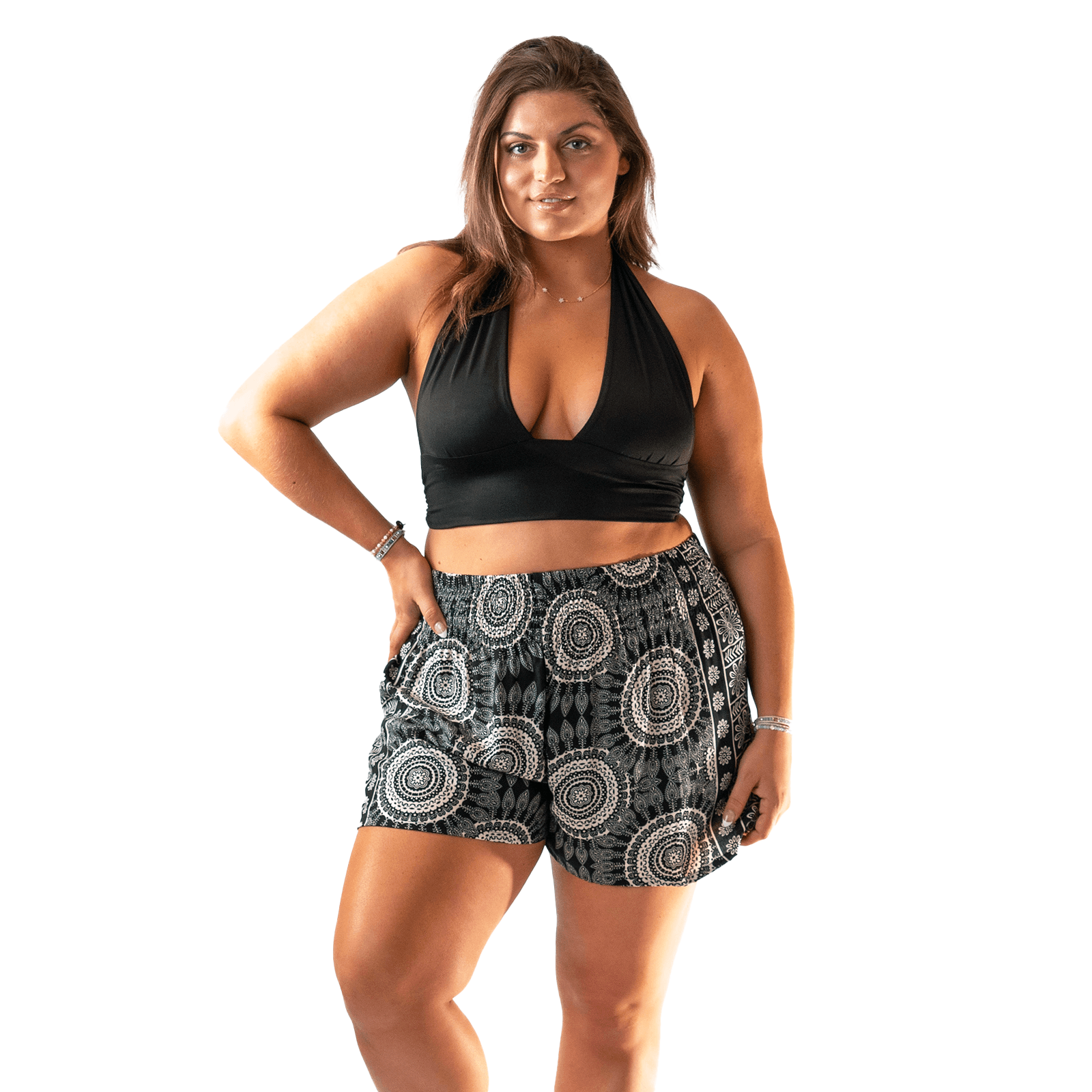 Lotus and Luna Bondi Smocked Waist Shorts