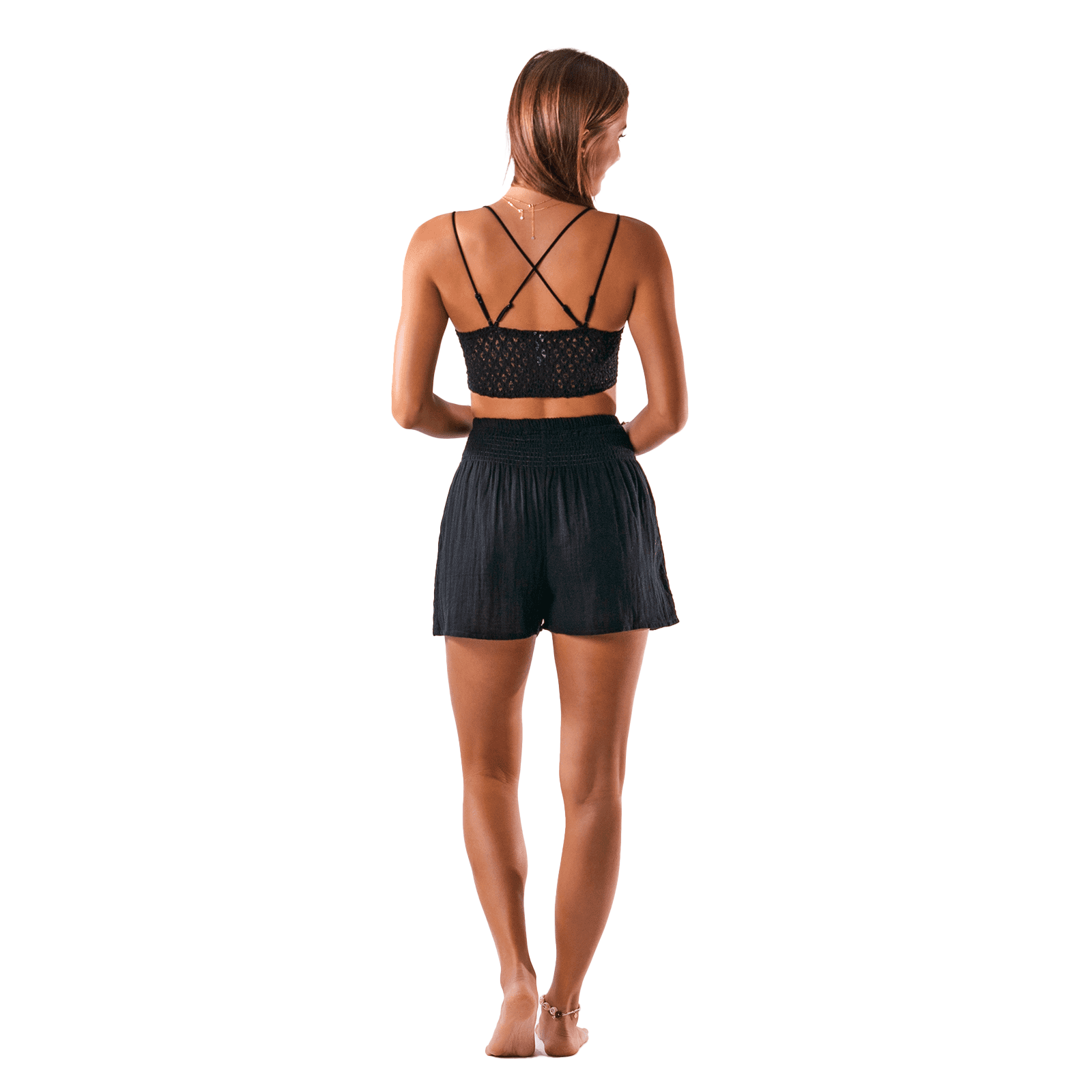 Lotus and Luna Black Cotton Shorts