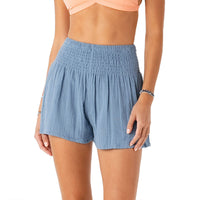 Lotus and Luna Elemental Blue Cotton Seaside Smocked Waist Shorts