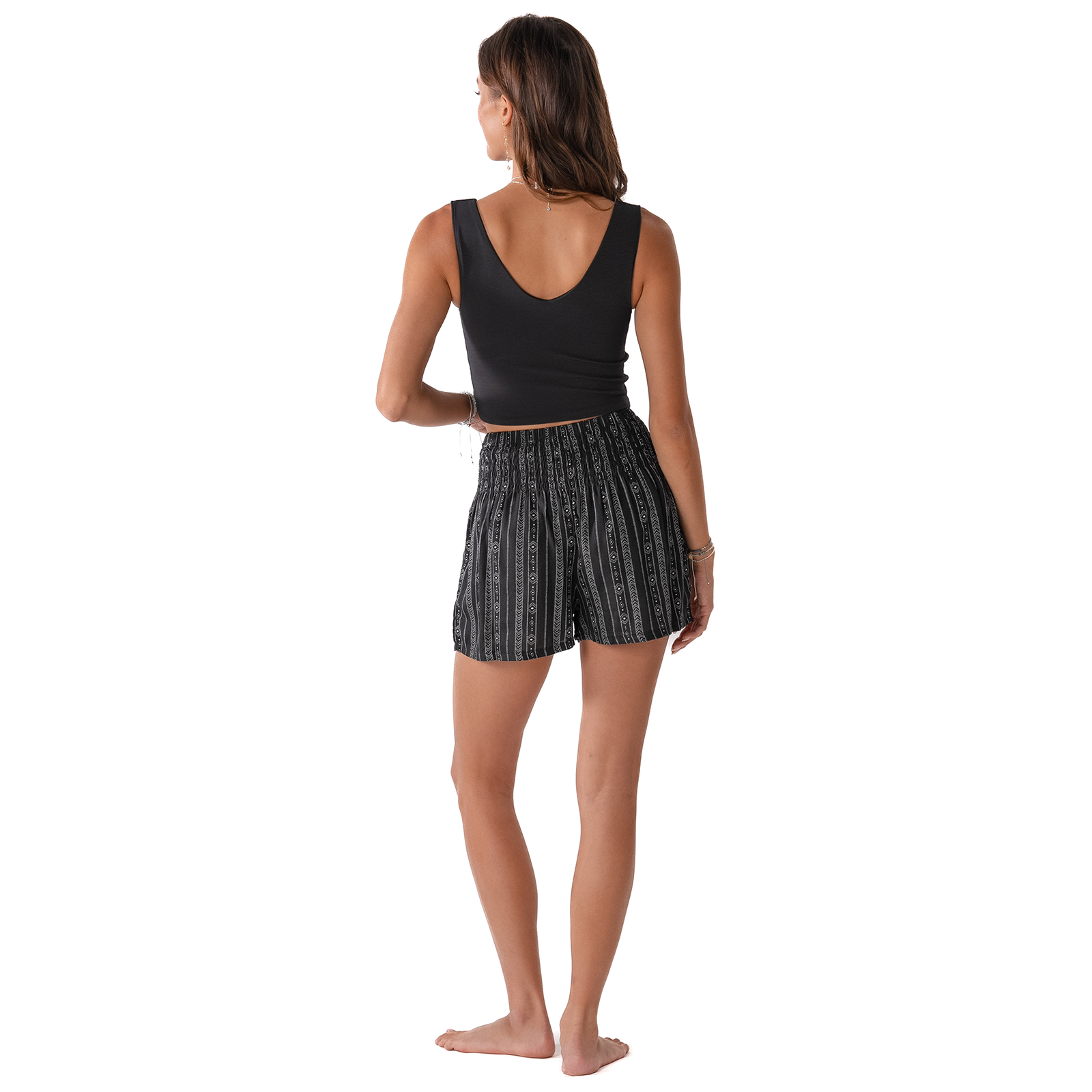 Lotus and Luna Akha Smocked Waist Shorts
