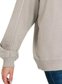 Zenana French Terry Pigment Dyed Hoodie in Ash Mocha