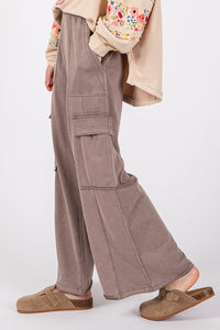 Knit Terry Mineral Wash Wide Leg Cargo Pants