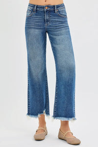 Risen Mid Rise Crop Straight Jeans