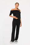 Mono B Cross Pleat Flare Lounge Pants. These slim fit lounge pants feature a flattering crossover waistband with pleat detail and slight flare silhouette.