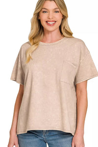 Zenana French Terry Acid Washed Relaxed Top & Shorts Set