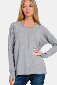 Front Seam Round Neck Sweater