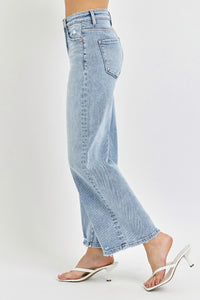 RISEN High Rise Tummy Control Crop Wide Leg Jeans