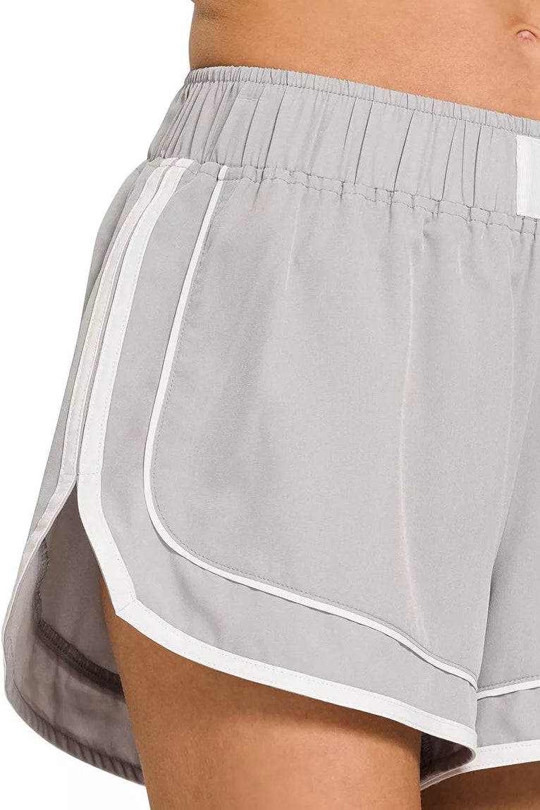 Woven Lined Dolphin Shorts in Light Grey