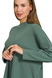 Viscose Sweater Knit Top & Pants Two-Piece Set in Ash Jade