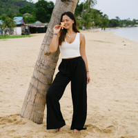 Lotus and Luna Black Wide Leg Drawstring Pants