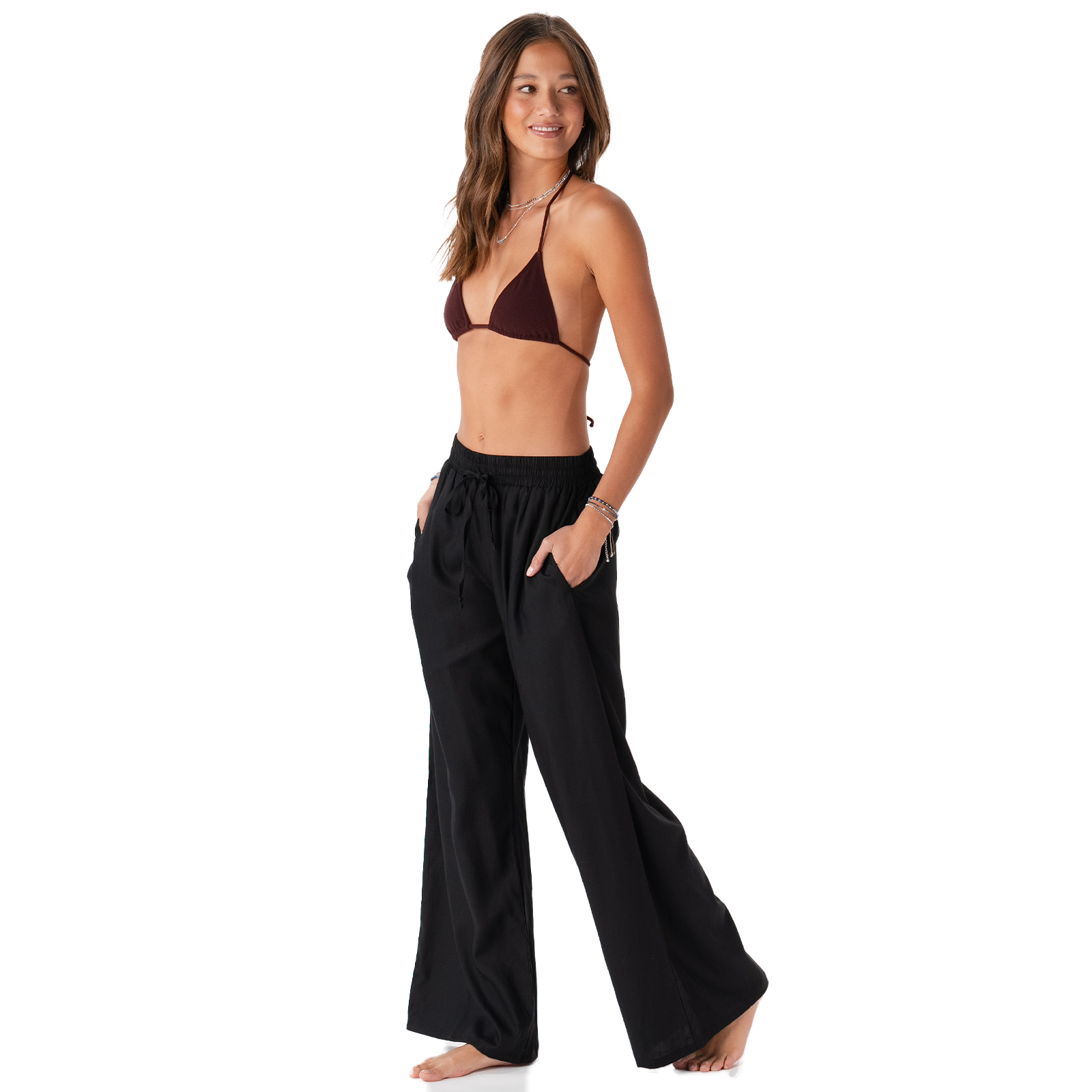 Lotus and Luna Black Wide Leg Drawstring Pants