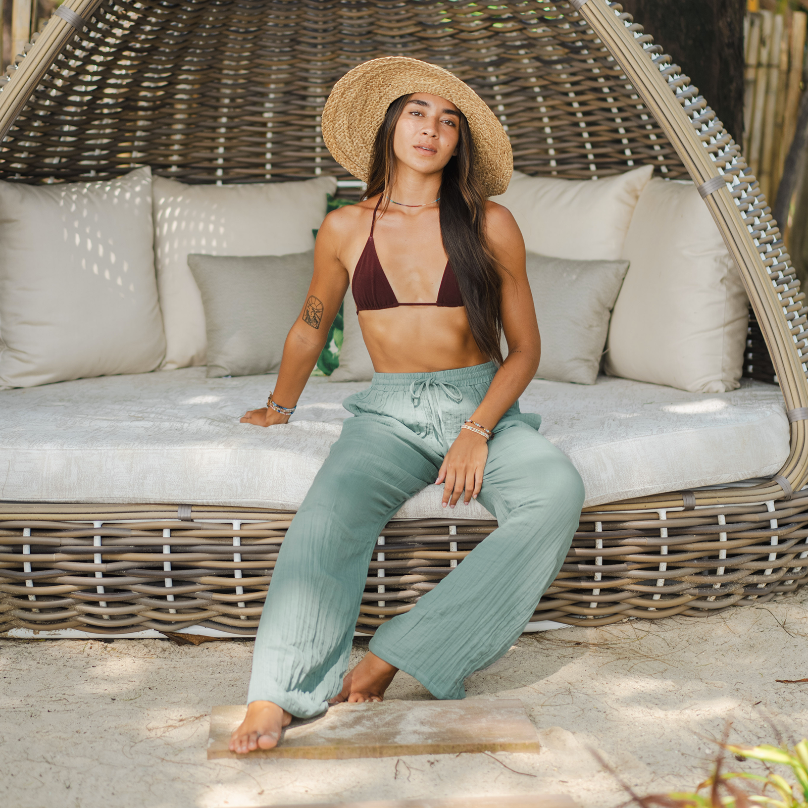 Lotus and Luna Sage Cotton Cabana Pants
