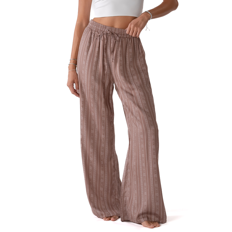 Lotus and Luna Yao Print Wide Leg Drawstring Pants
