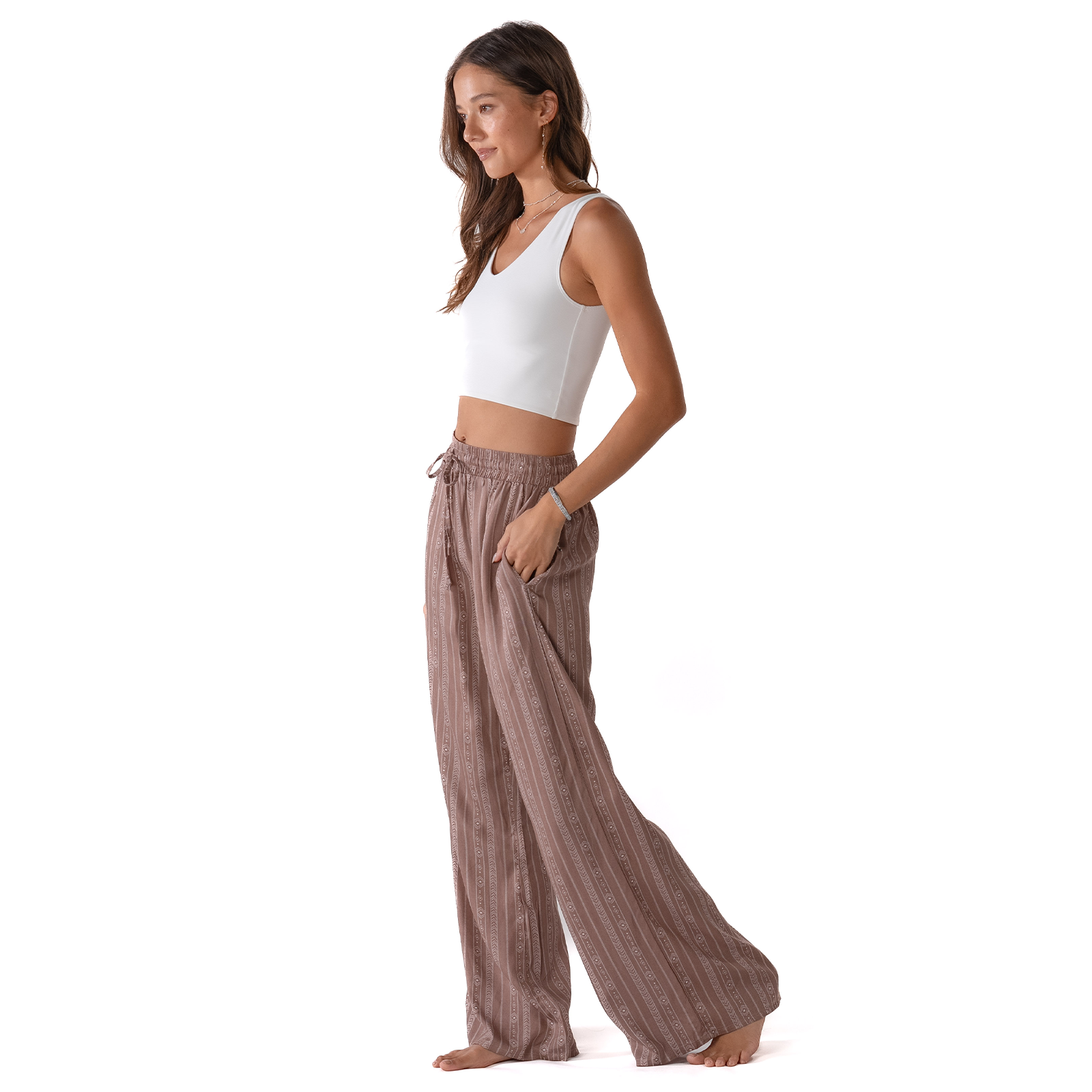 Lotus and Luna Yao Print Wide Leg Drawstring Pants