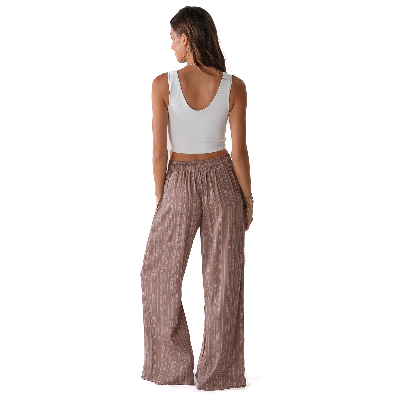 Lotus and Luna Yao Print Wide Leg Drawstring Pants