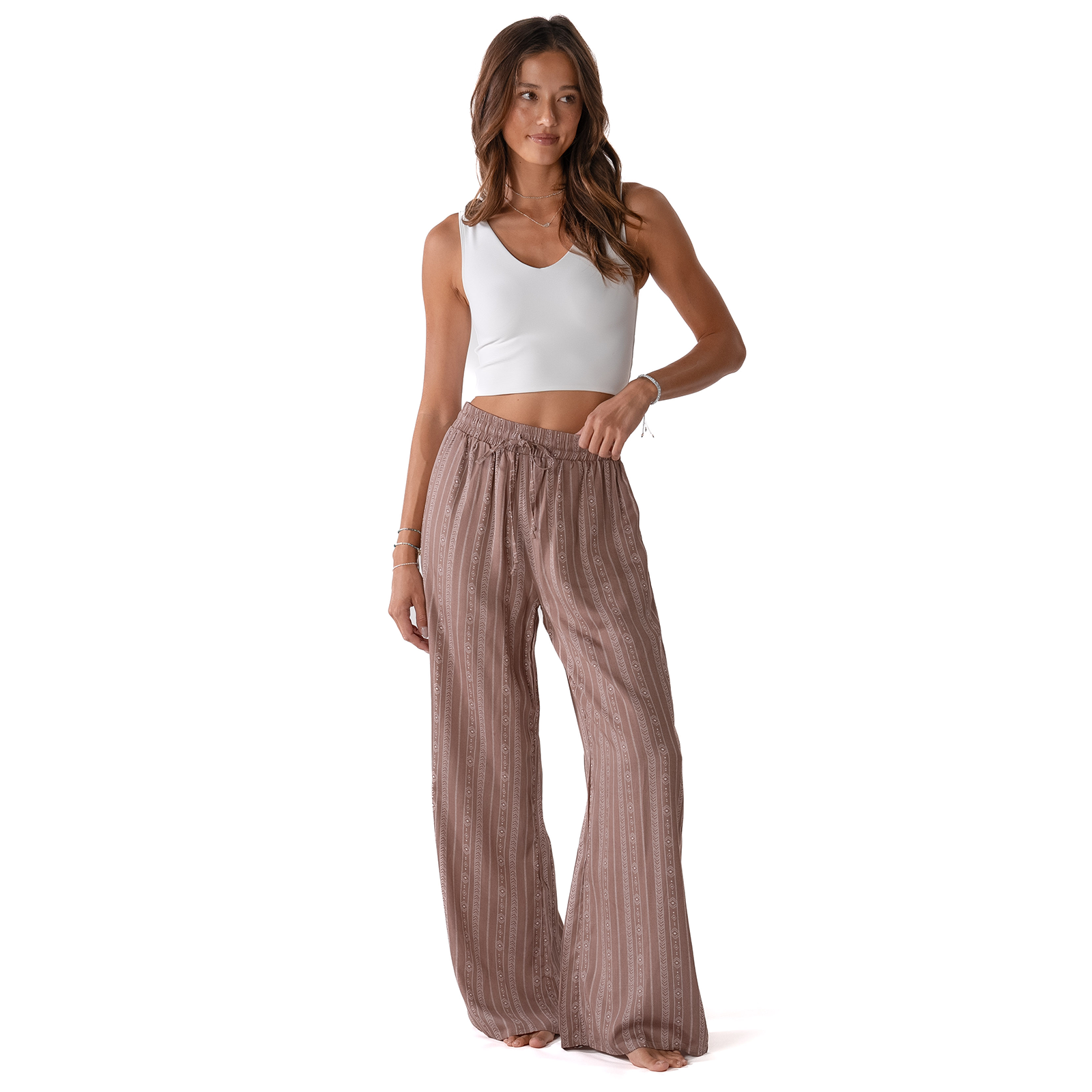 Lotus and Luna Yao Print Wide Leg Drawstring Pants
