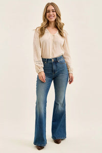 Judy Blue High Rise Double Button Tummy Control Jacqueline Flare Jeans 881125