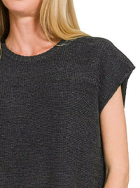 Zenana Oversized Sweater Knit Top in Black