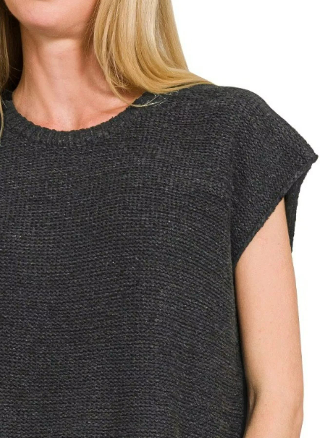 Zenana Oversized Sweater Knit Top in Black